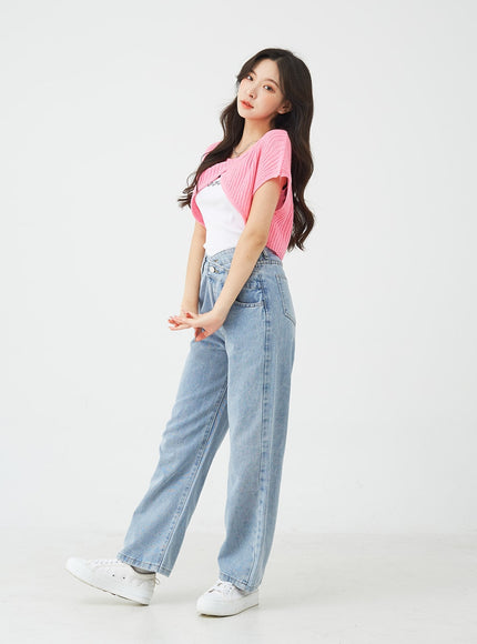 Unbalanced Wide Leg Denim Pants BU2207