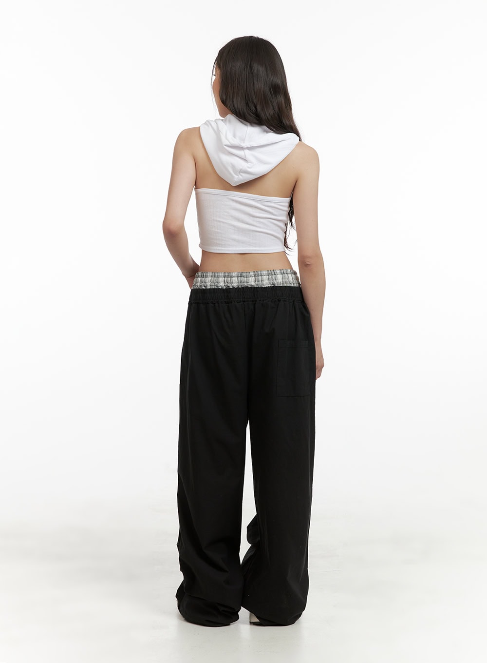 checked-shorts-layered-wide-leg-trousers-cy416