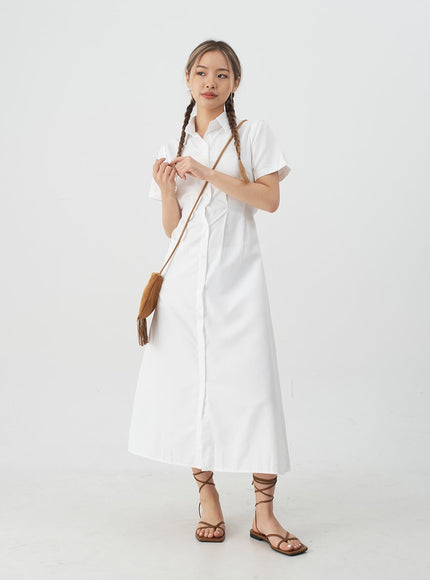 Button-Down Maxi Shirt Dress CJ10