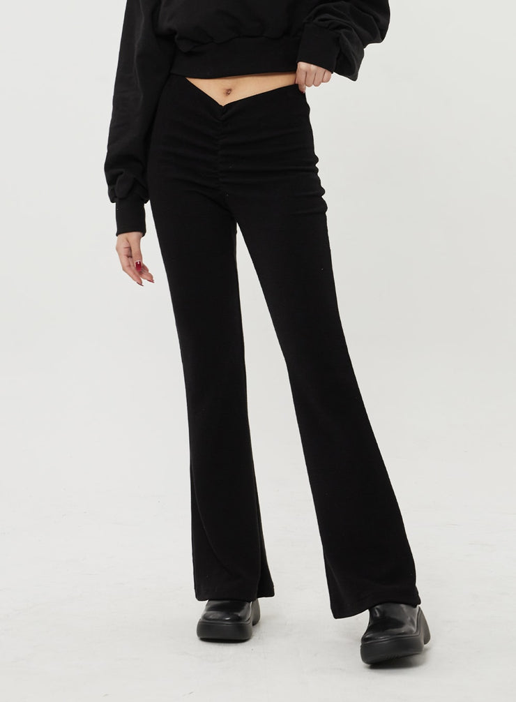 V-Cut Waist Ruched Flare Leg Pants BF317