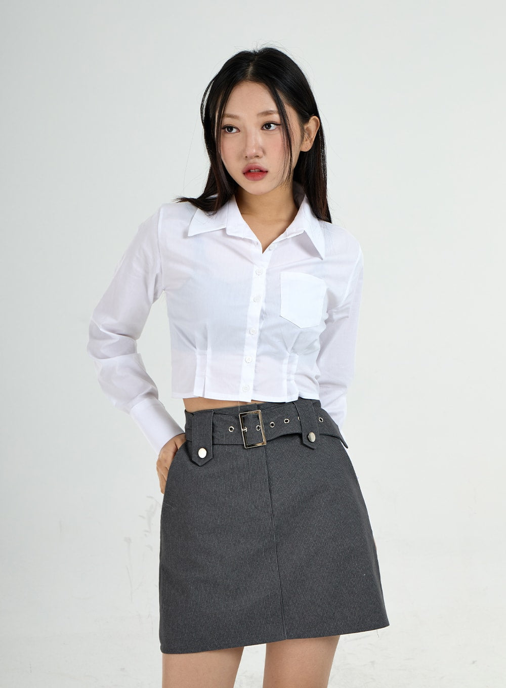 Basic Slim Crop Shirt CN01