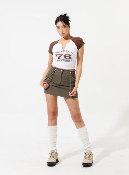 Drawstring Cargo Mini Skirt IM306