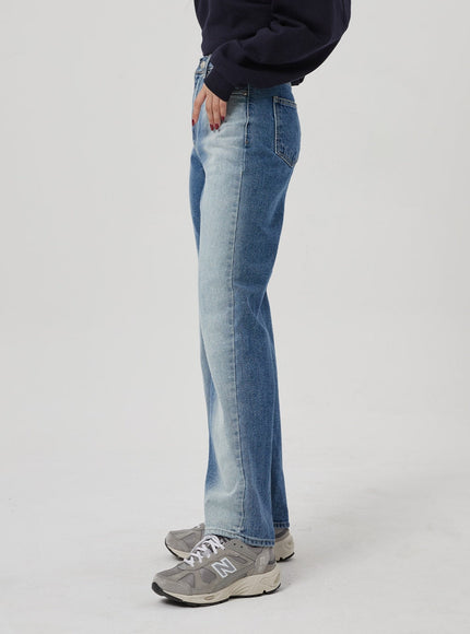 Two Tone Straight Leg Jeans BF310