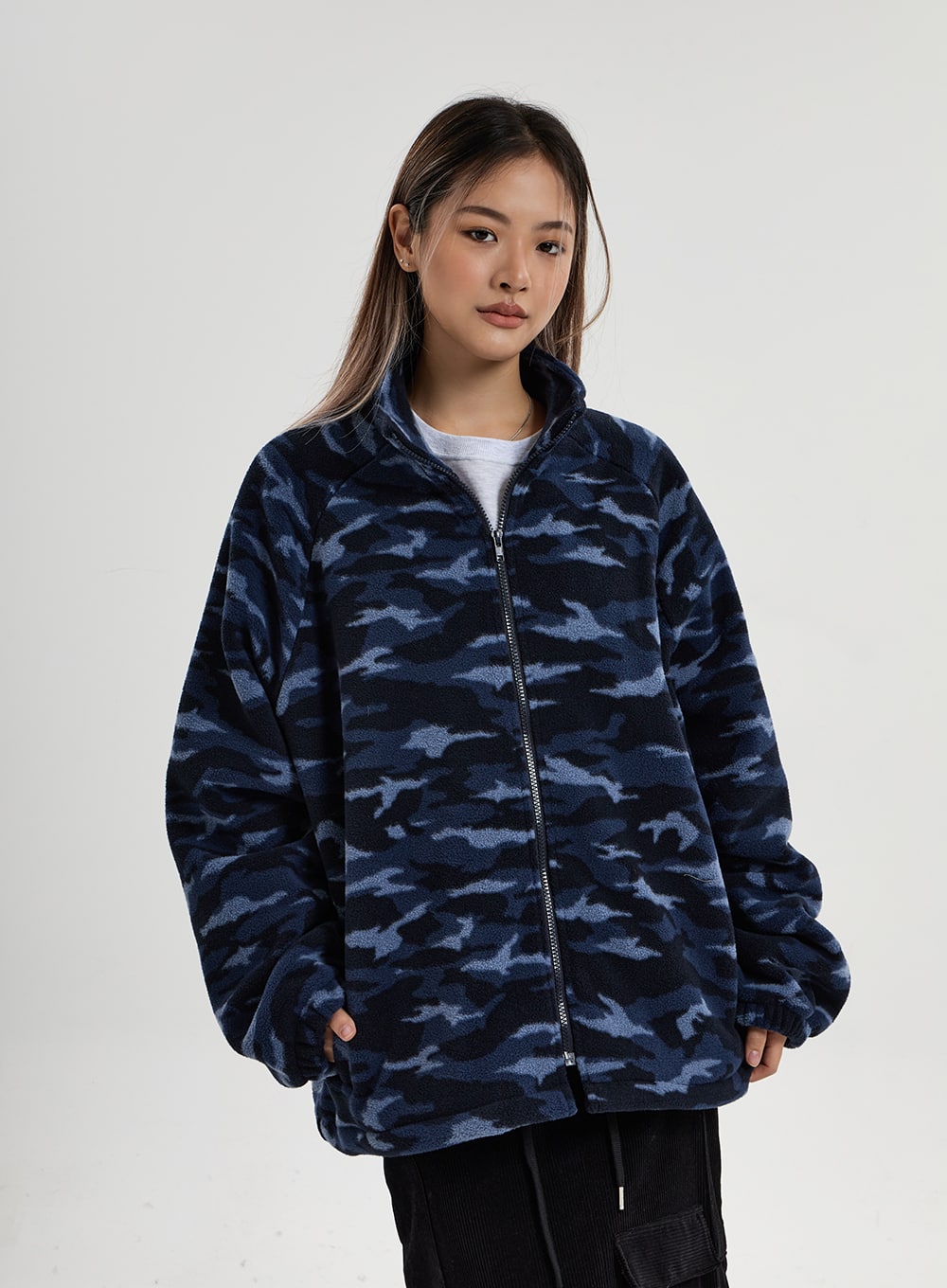 Oversize Military Pattern Soft Zipper Jacket CN17