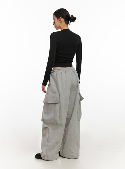 Warm Wide-Leg Cargo Sweatpants ID431