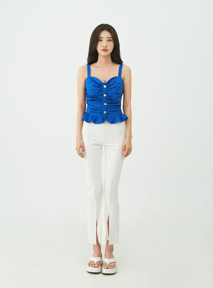 Boot-Cut Slit Banded Pants IU5