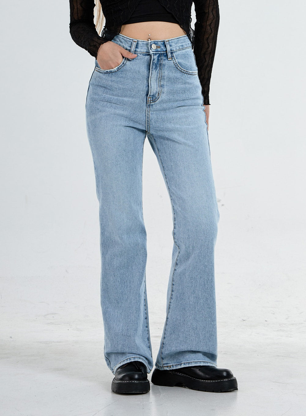 High Waist Flared Denim Pants CO04