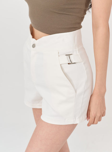 Side Belt Slit High Waist Short Pants IG18