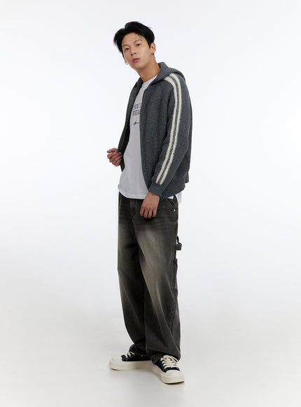 mens-striped-double-zipper-knit-hoodie-io428