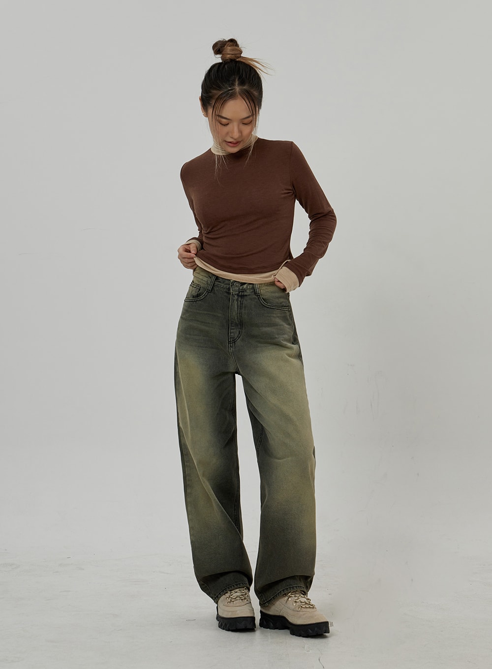 Vintage Washing Wide Leg Jeans CD26