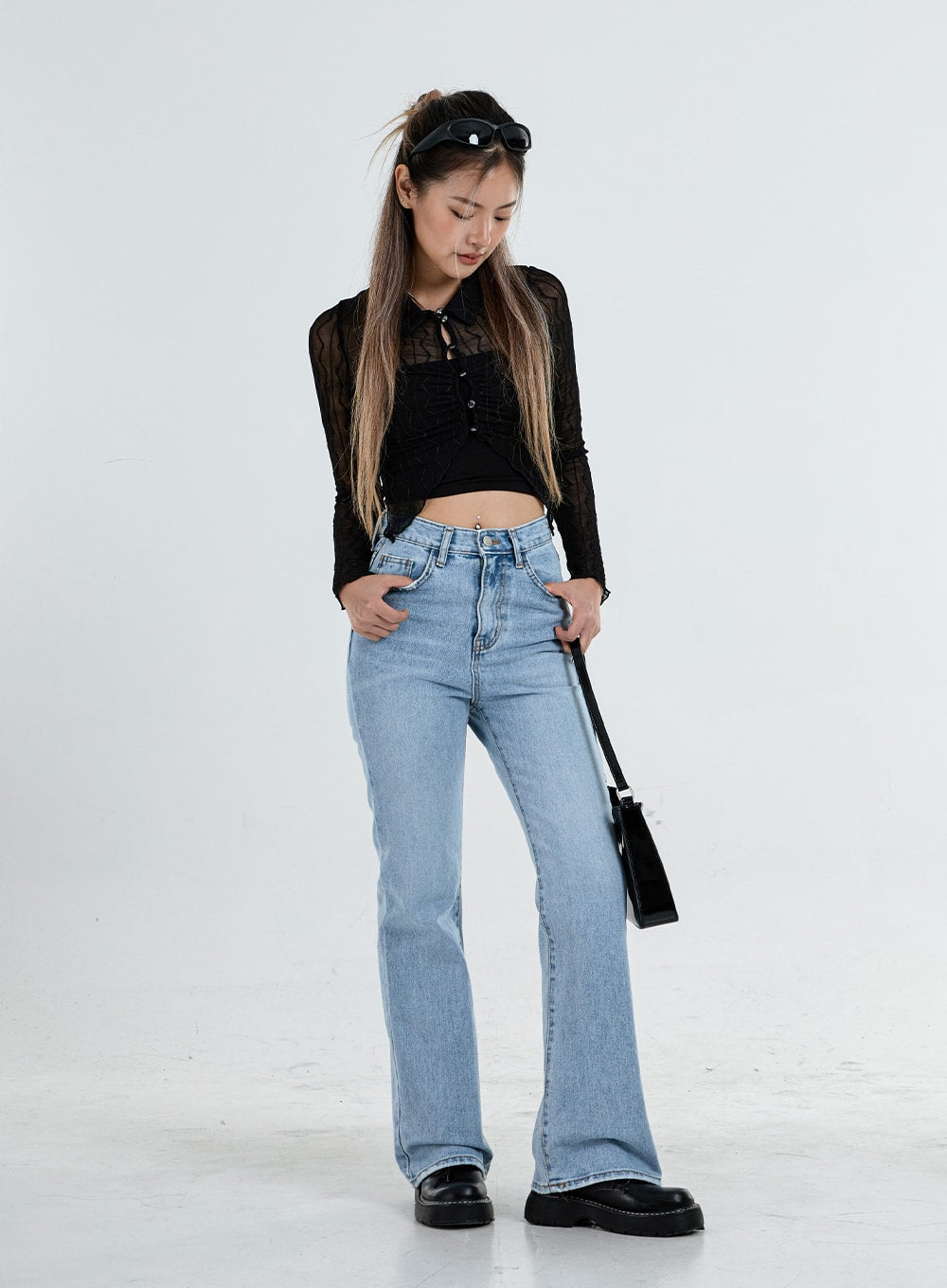 High Waist Flared Denim Pants CO04