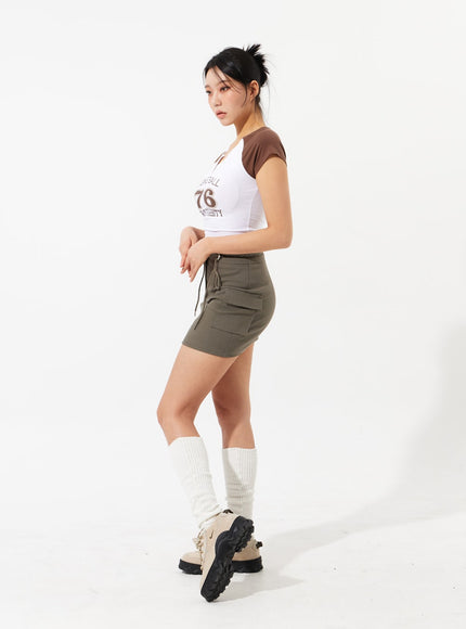 Drawstring Cargo Mini Skirt IM306