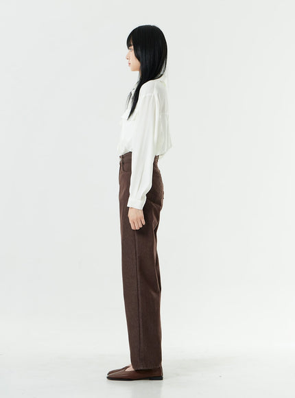 Washed Dark Brown Straight Fit Pants OG24