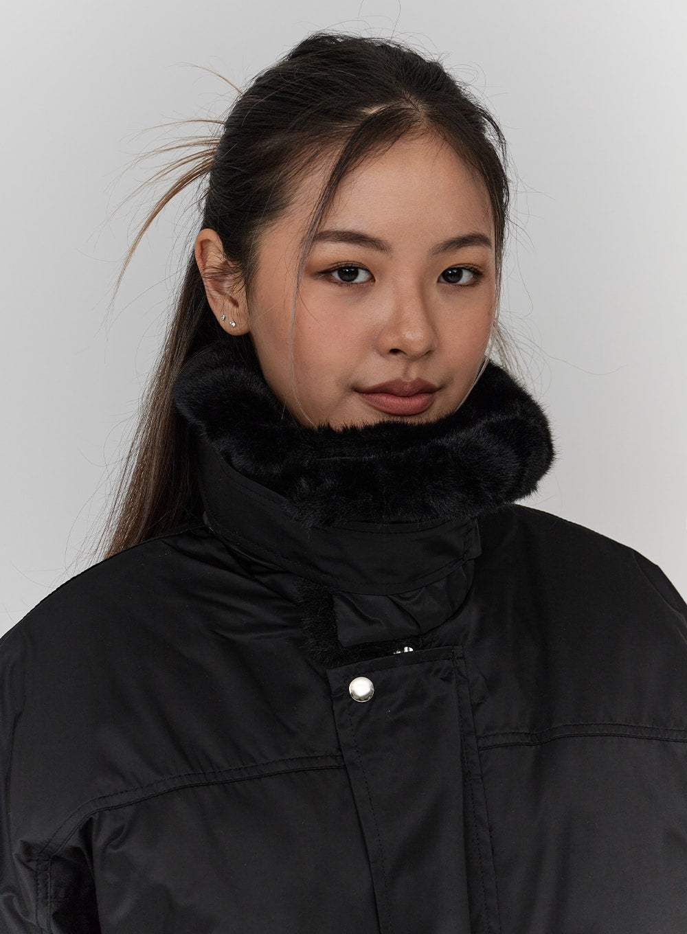 Faux Collar Puffer Jacket Unisex CN23