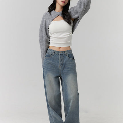 wide-leg-denim-jeans-oj417 / Blue