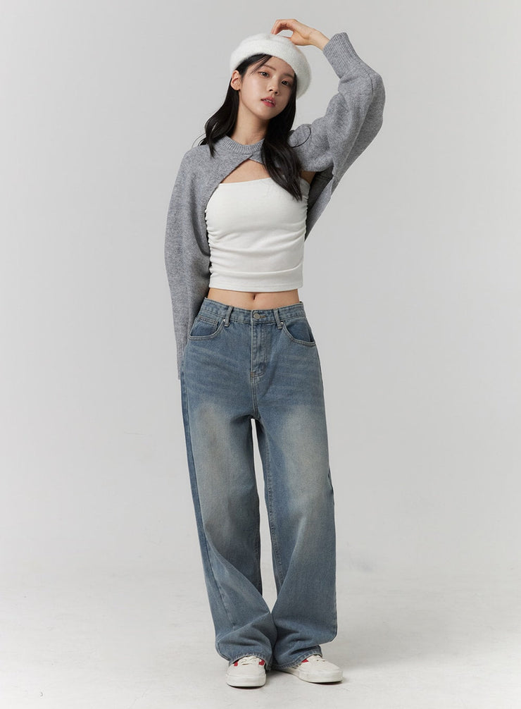 wide-leg-denim-jeans-oj417 / Blue