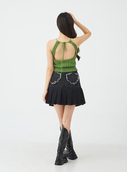 Cable Knitted Halterneck Sleeveless BG02