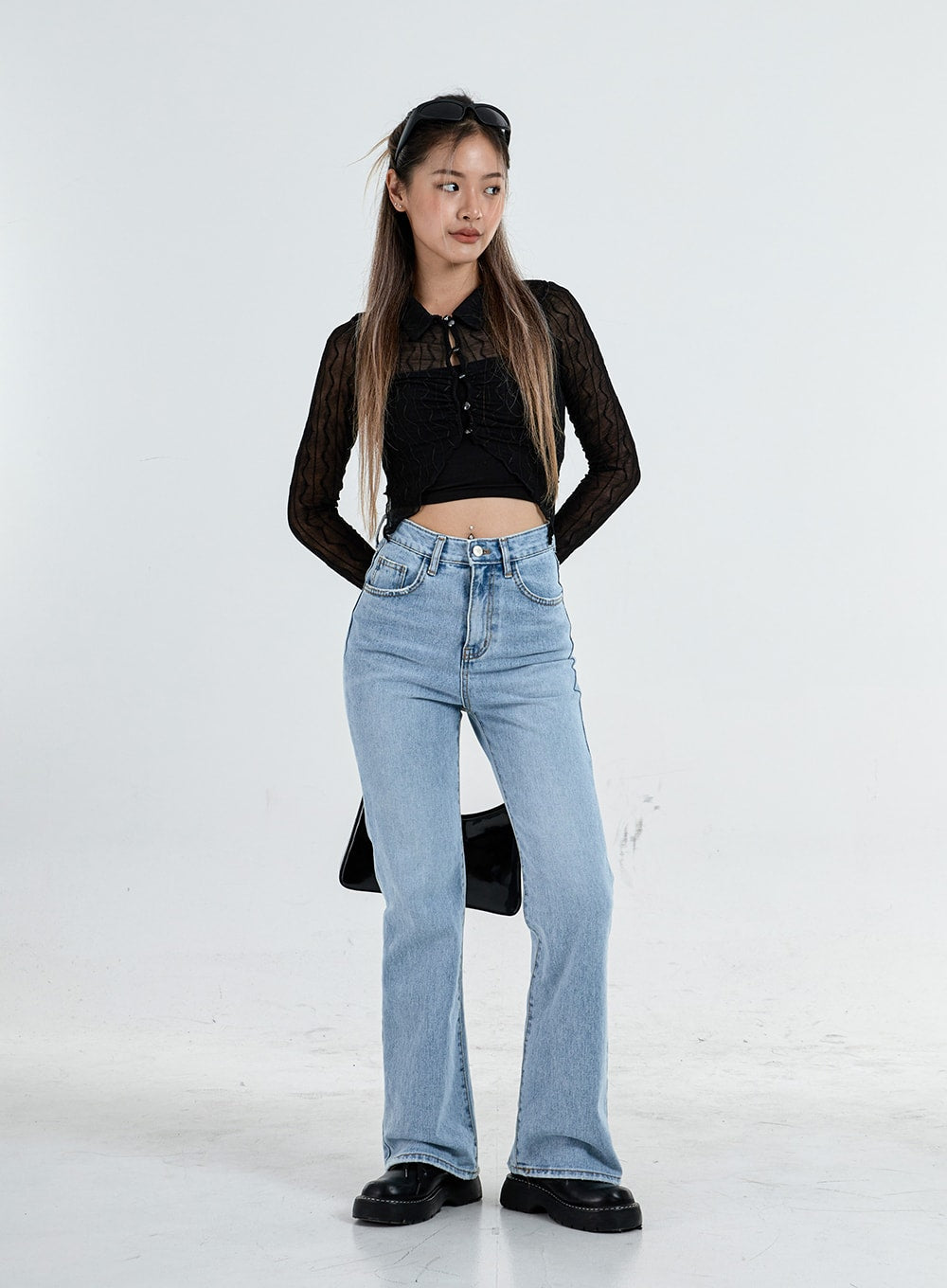 High Waist Flared Denim Pants CO04