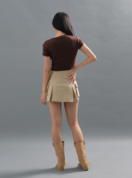 Pleated Cargo Mini Skirt CJ16