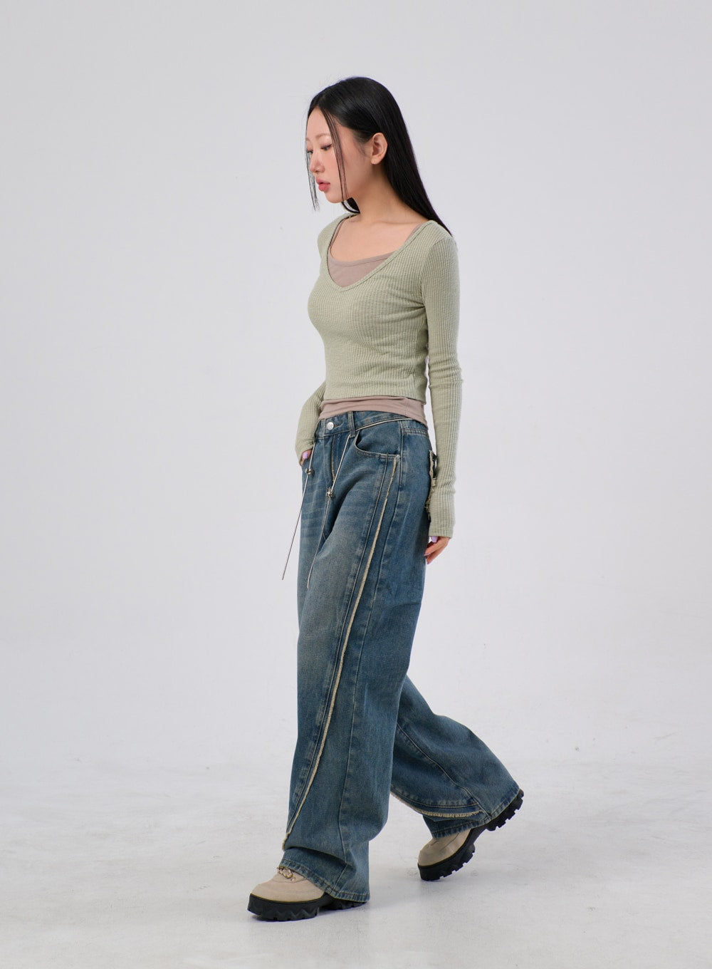 Fringe Wide Leg Jeans IA304