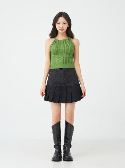 Cable Knitted Halterneck Sleeveless BG02