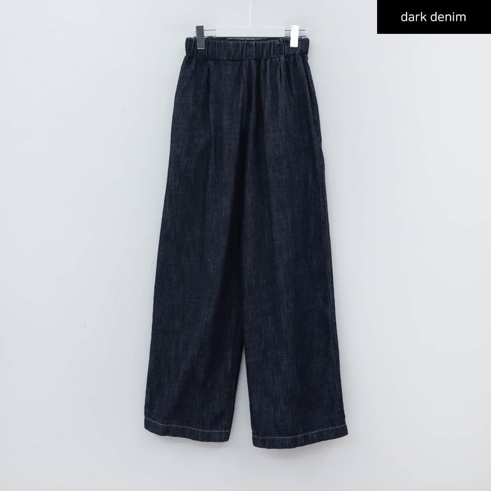 Linen Banded Wide Denim Pants CM12