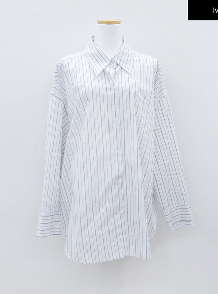 Oversized Striped Shirt with Waist Band Set CY27