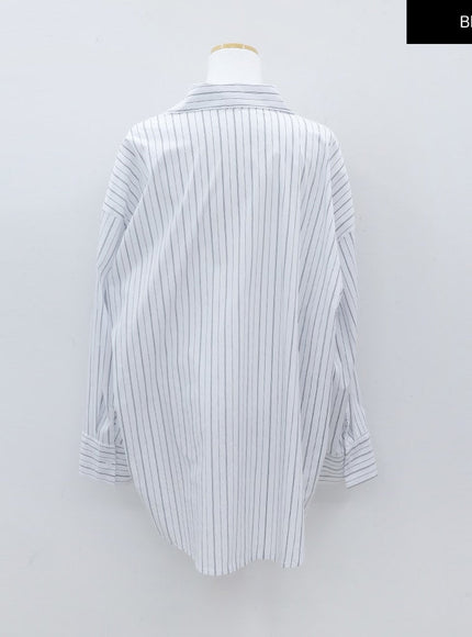 Oversized Striped Shirt with Waist Band Set CY27