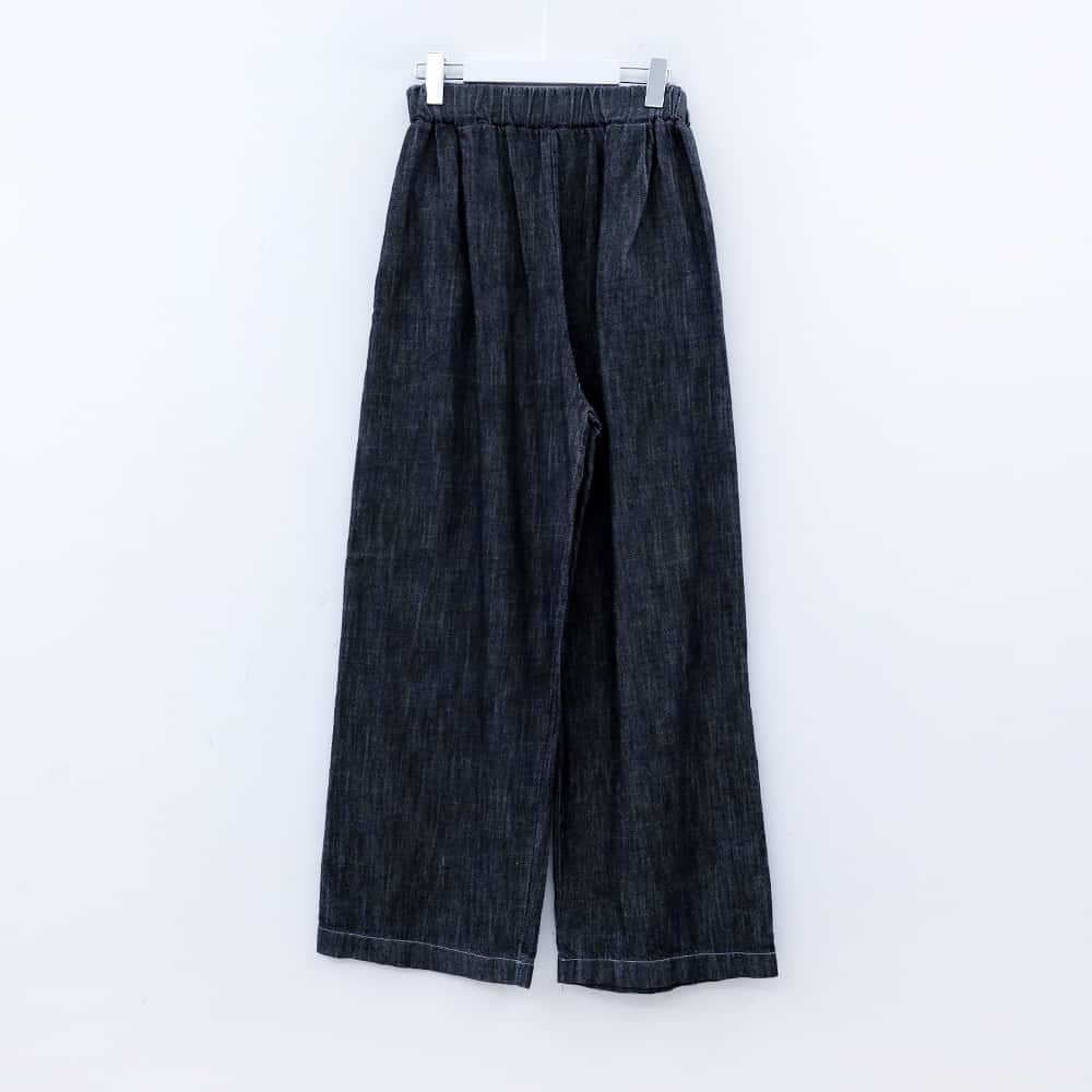 Linen Banded Wide Denim Pants CM12