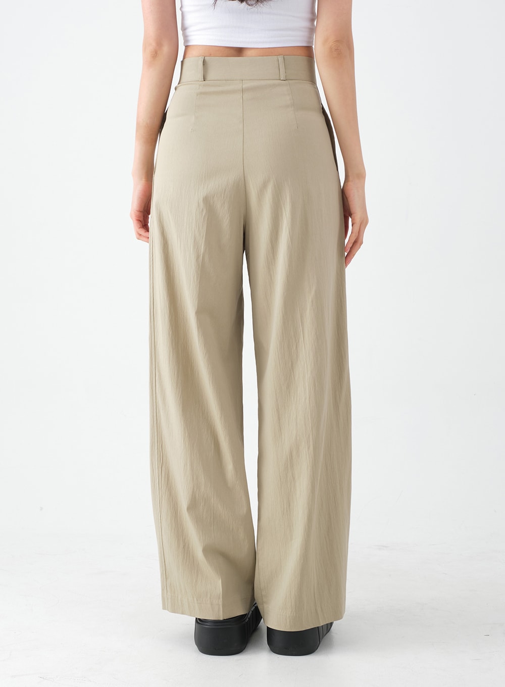 Wide Leg Tailored Pintuck Trousers CM3