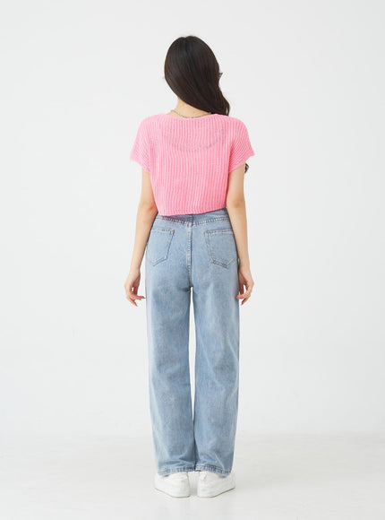 Unbalanced Wide Leg Denim Pants BU2207