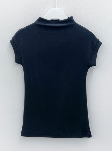 Half Turtleneck Sleeveless Ribbed T-shirt L1002