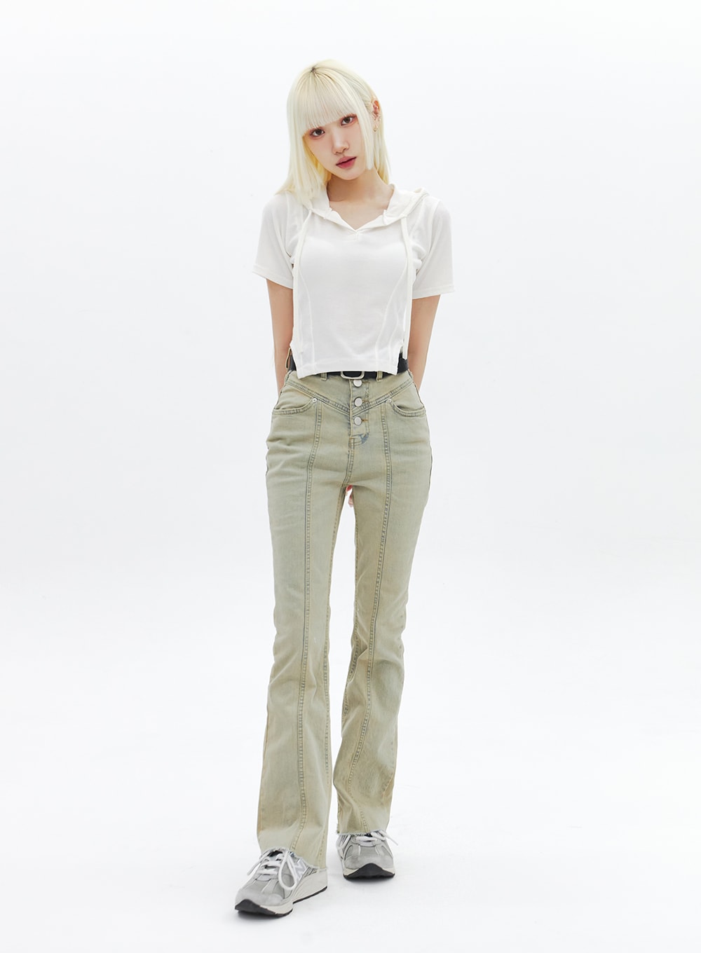 Beige Wash Bootcut Jeans BA320