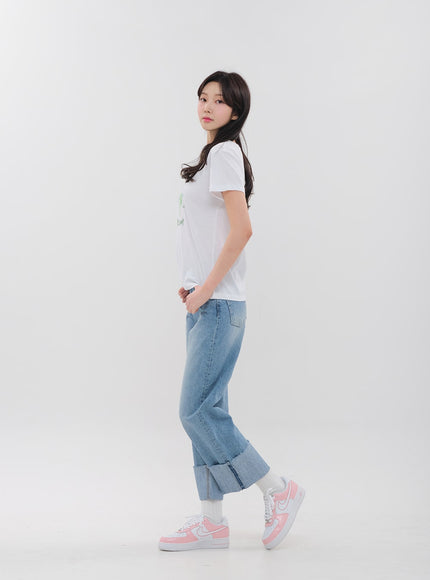 Roll Up Wide Leg Jeans BM16