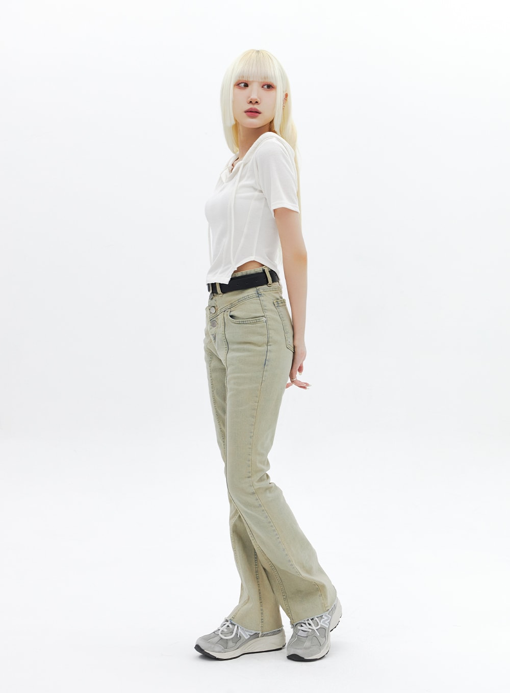 Beige Wash Bootcut Jeans BA320