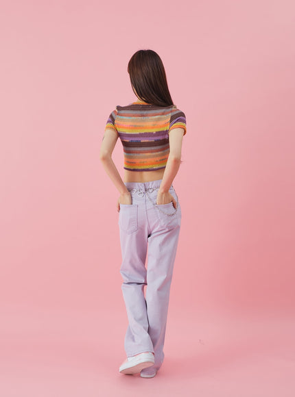 Side Slit Semi Wide Colorful Pants BY30