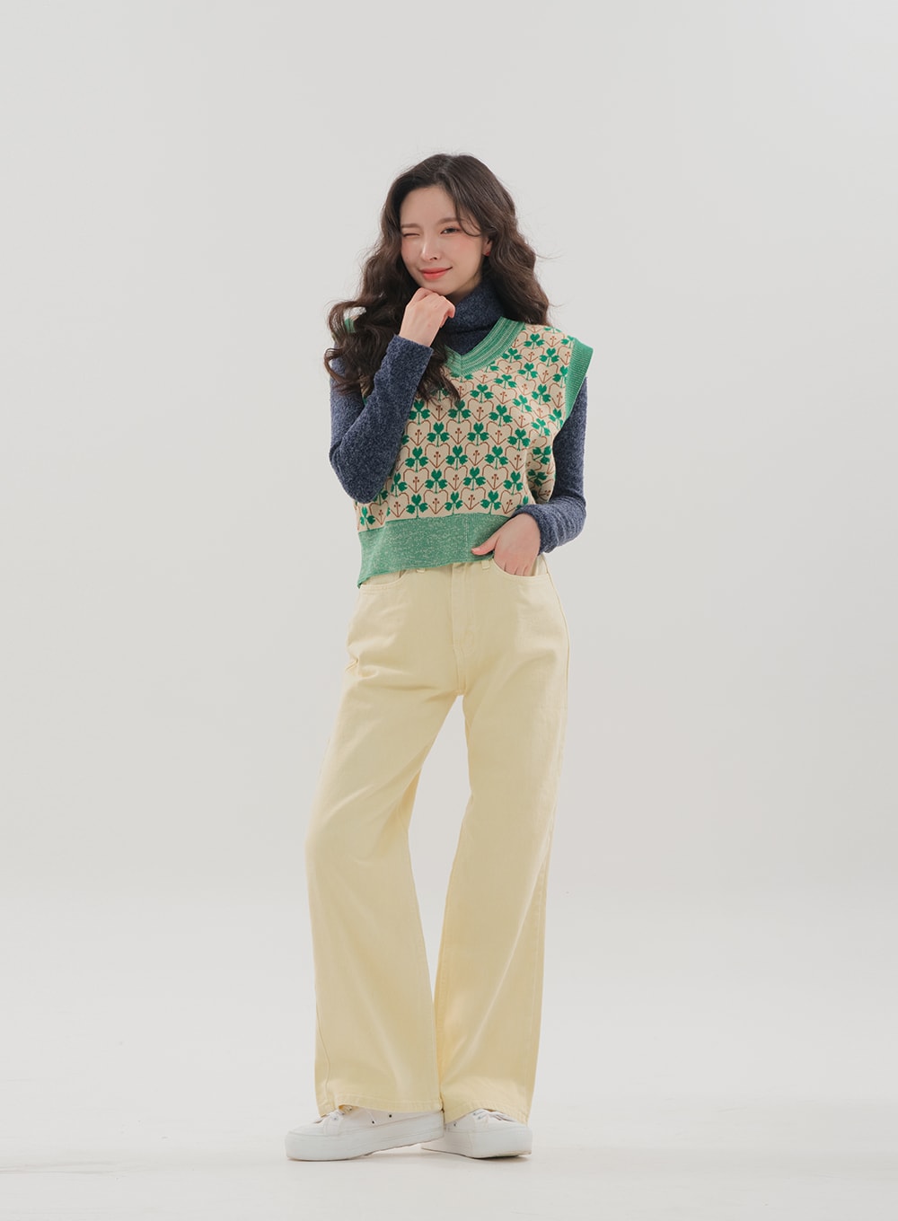 Color Wide Leg Pants B1801