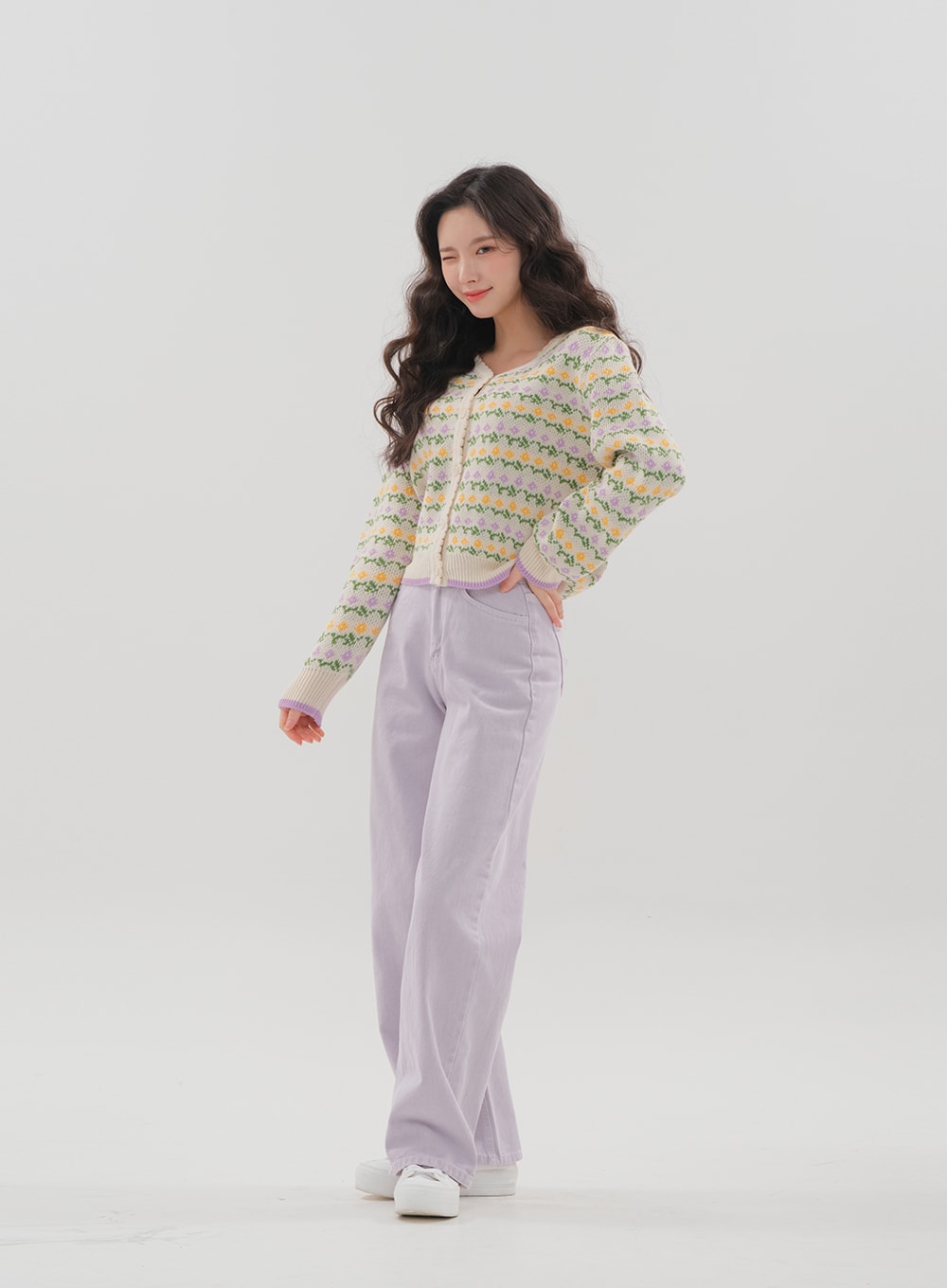 Color Wide Leg Pants B1801