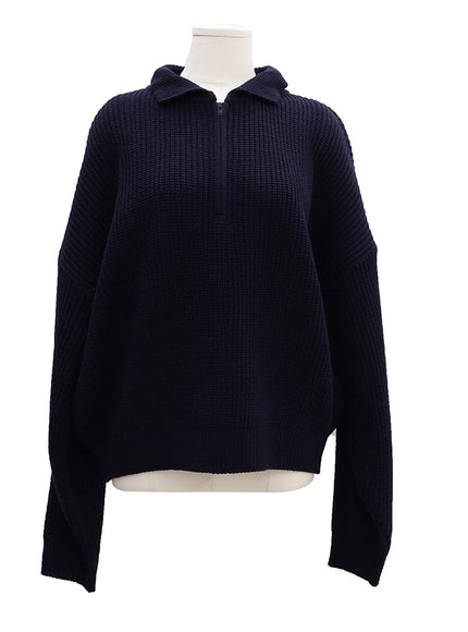 Half Zip-up Knitted Sweat Shirt OA01