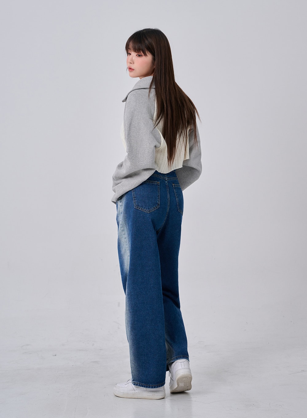 Two Tone Washing Maxi Denim Pants BO24