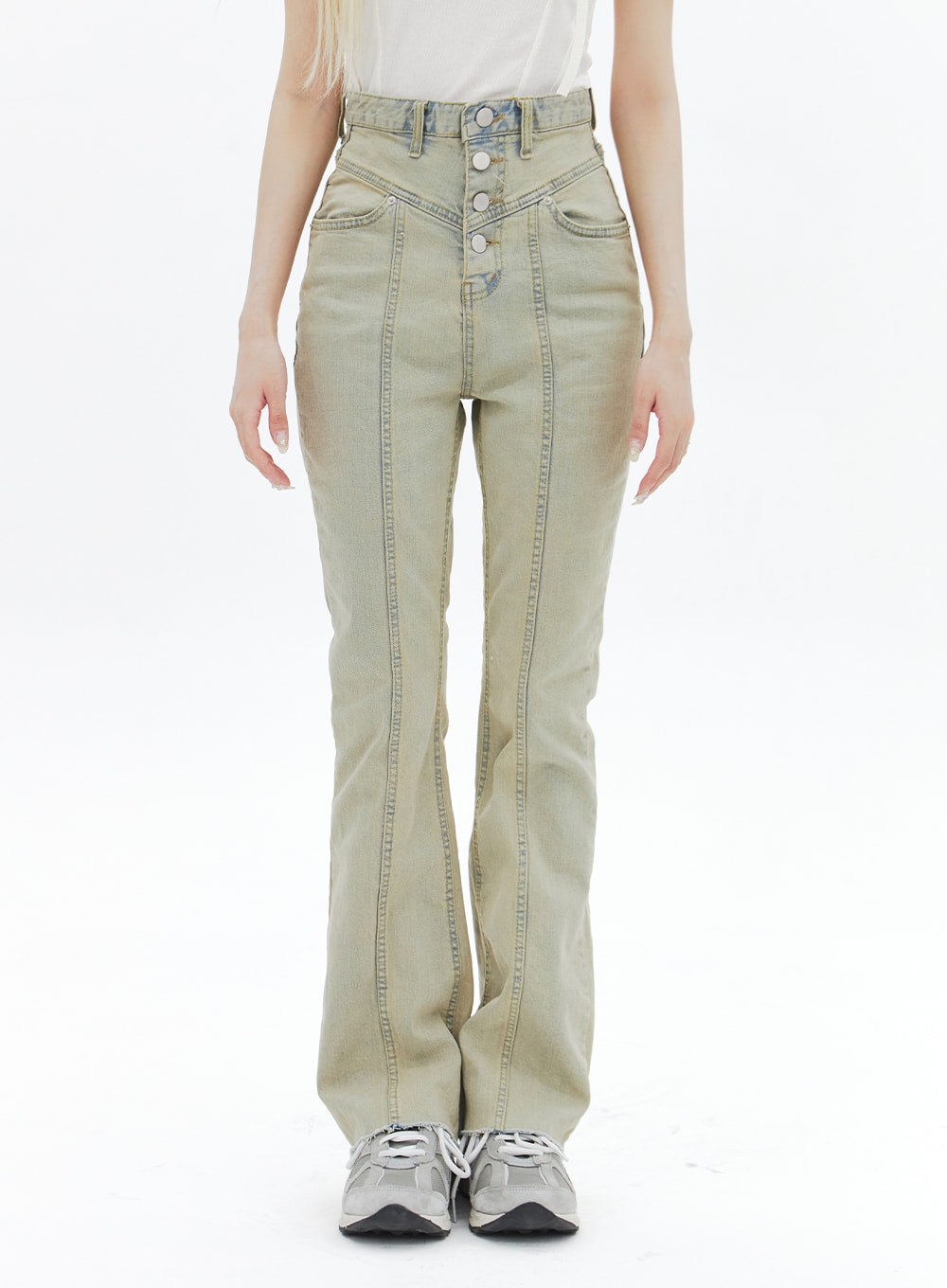 Beige Wash Bootcut Jeans BA320