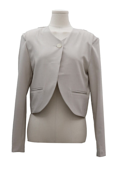 Minimalist Collarless Single Button Tailored Bolero OY19