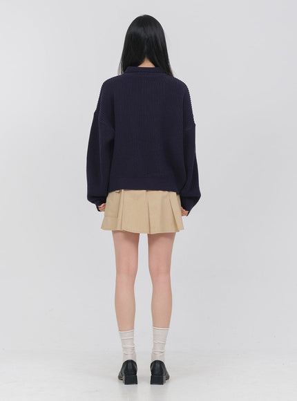 Half Zip-up Knitted Sweat Shirt OA01