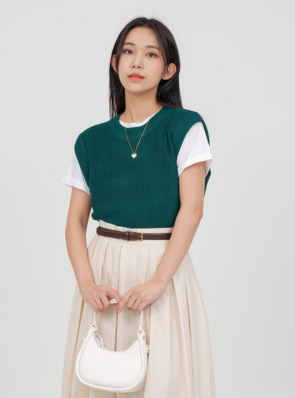 Daily Round Neck Knit Vest OA15