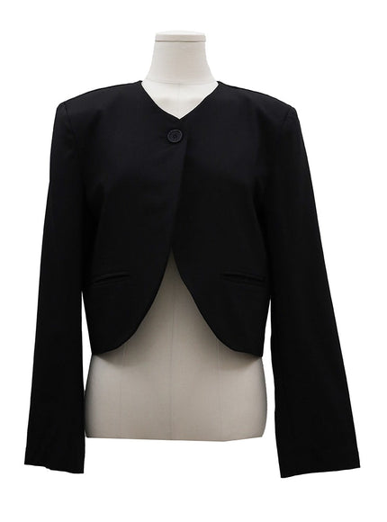 Minimalist Collarless Single Button Tailored Bolero OY19