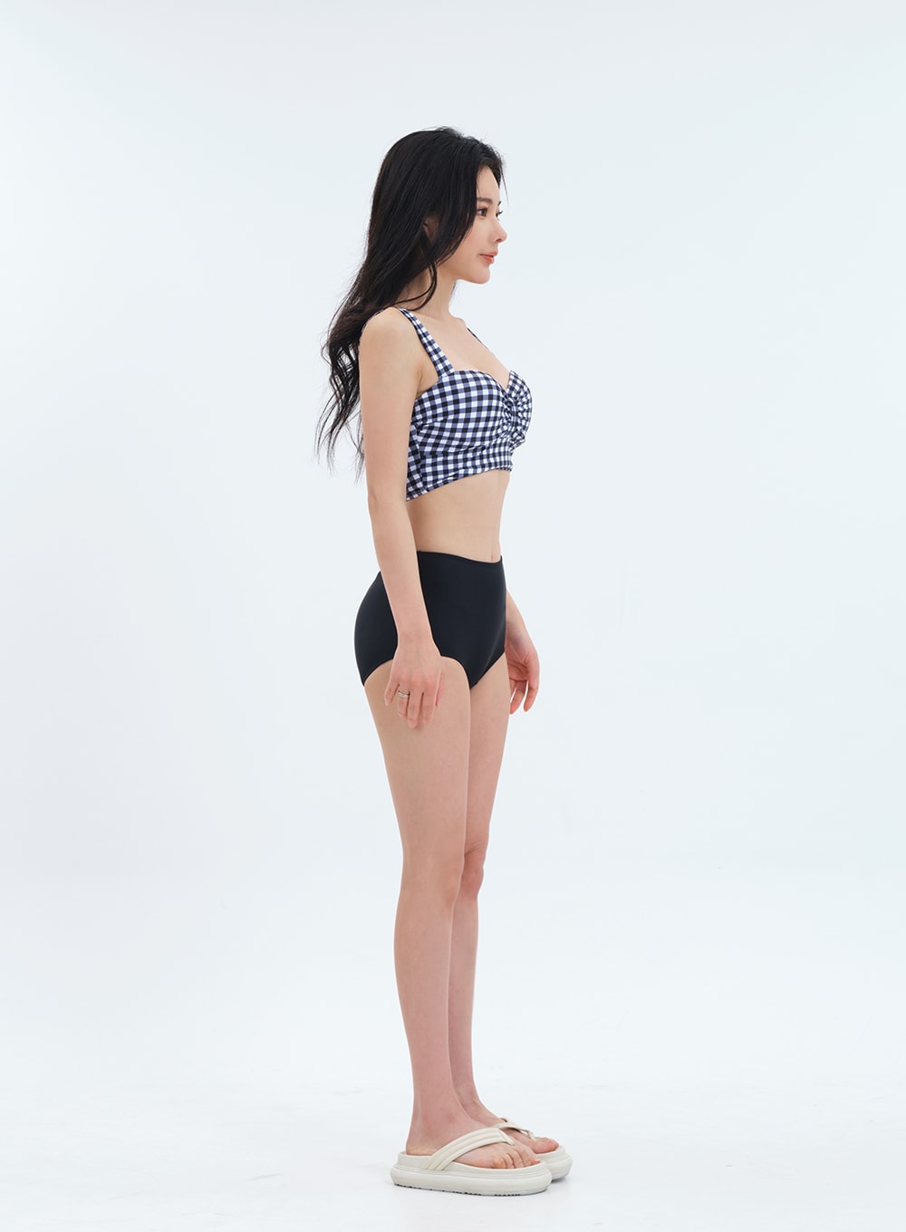 Navy Check Pattern Bikini Set