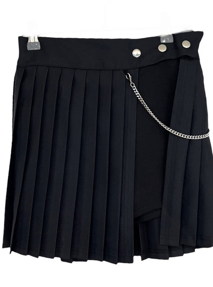 Pleated Mini Skirt with Chain #Original Kpop #121692