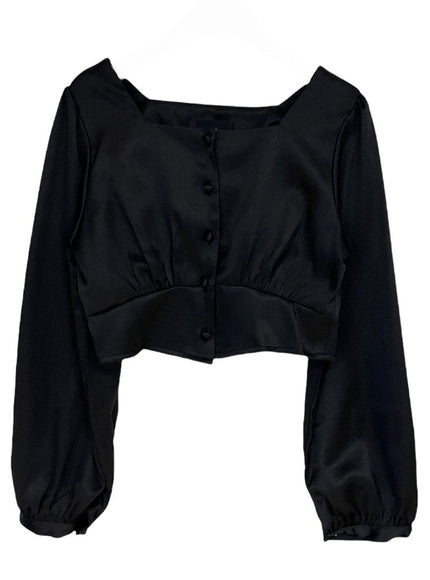 Square Neck Cropped Blouse #Lewkin Original Kpop #1216K161