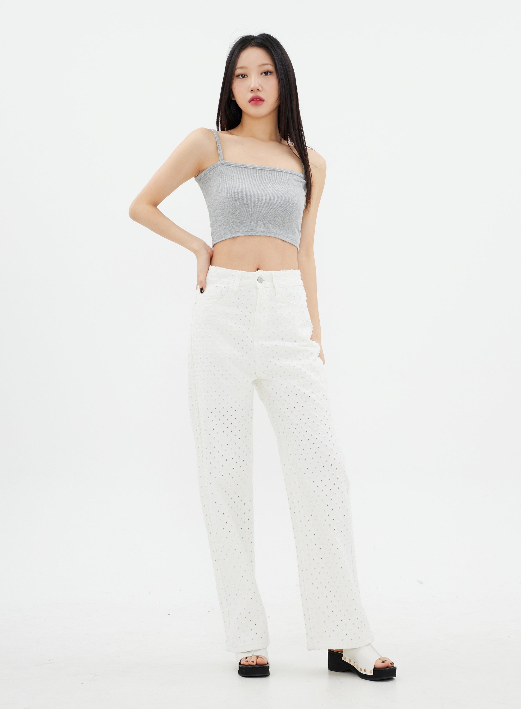 Lewkin Basic White Pants K2302