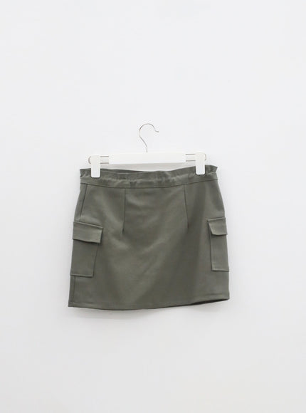 Drawstring Cargo Mini Skirt IM306